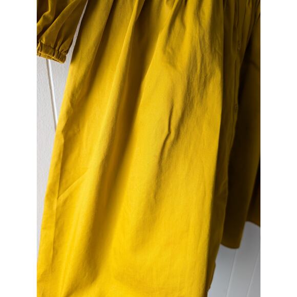 Zara Warm Yellow Short Shirt Dress With Lapels Ruffle Detail Collar, size XS - Picture 8 of 8